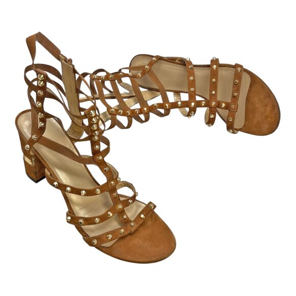 STUART WEITZMAN Cleo Rivet Camel Suede Gladiator Sandals - Picture 12 of 12